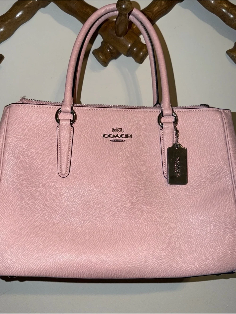COACH Pink Leather Satchel with Silver Hardware